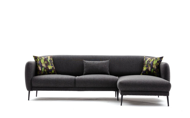 Ecksofa Schlaffunktion mit Chaiselongue Rechts, 3-Sitzer, aus Stoff, Venus Anthrazit (6)