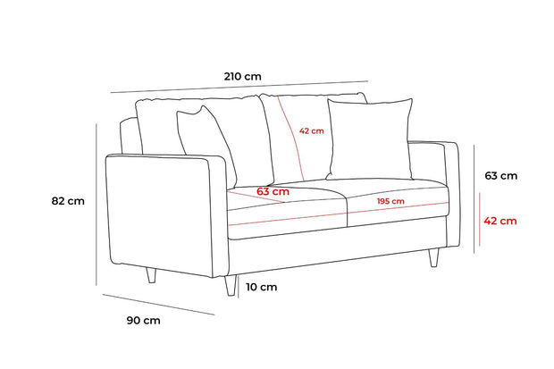 Sofa 3-Sitzer mit Stoff, Eva Grau (6)