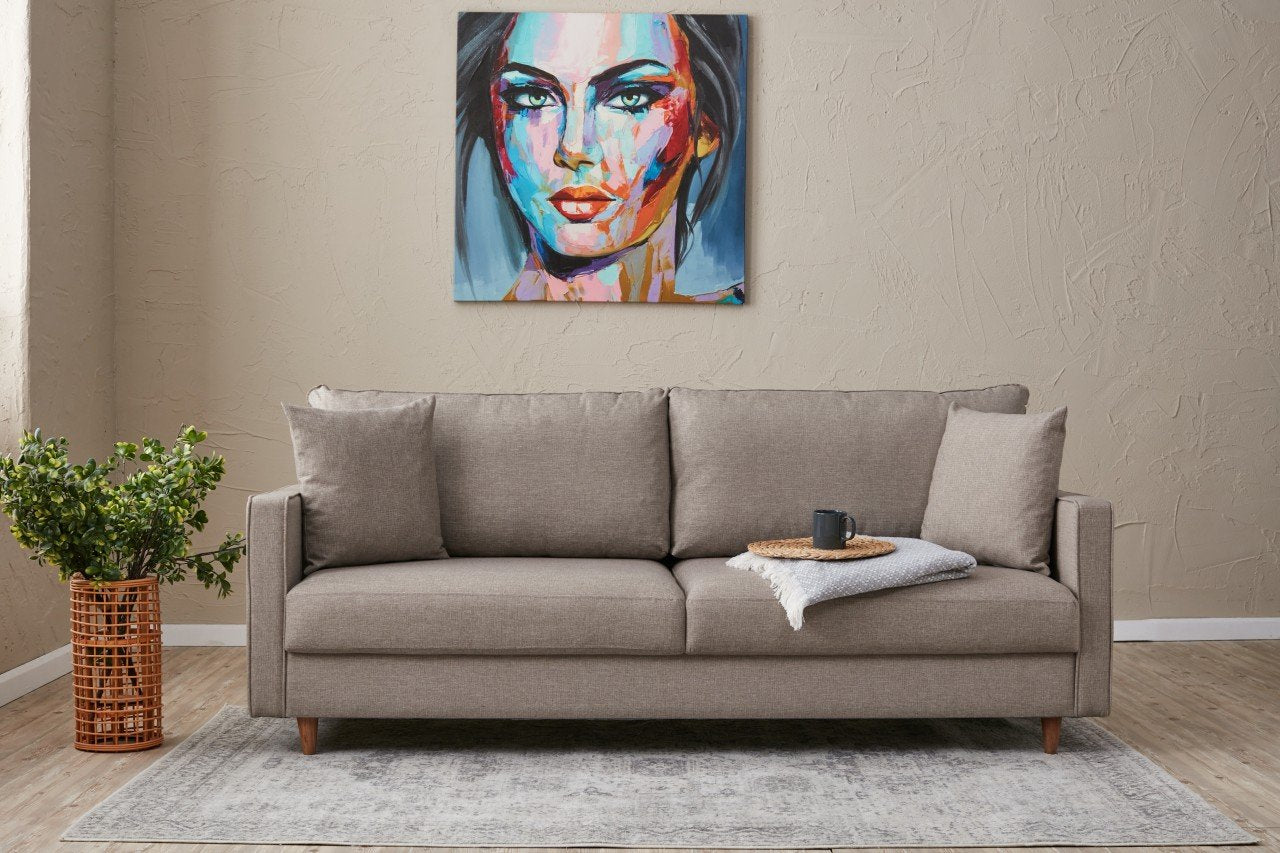 Sofa 3-Sitzer mit Stoff, Eva Creme