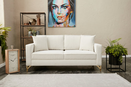 Sofa 2-Sitzer mit Stoff, Berlin Creme