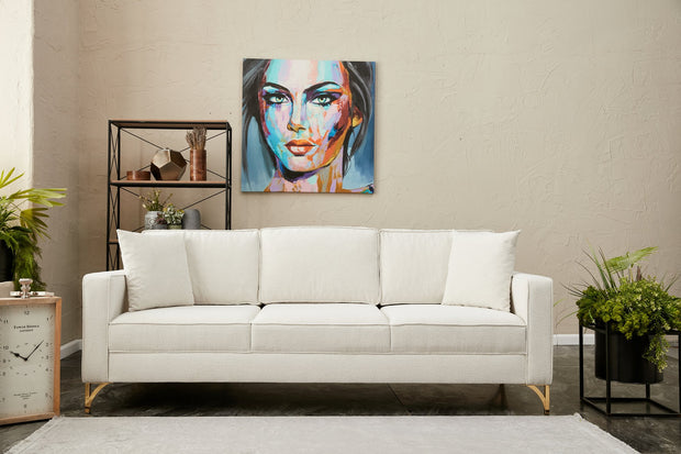 Sofa 3-Sitzer mit Stoff, Berlin Creme