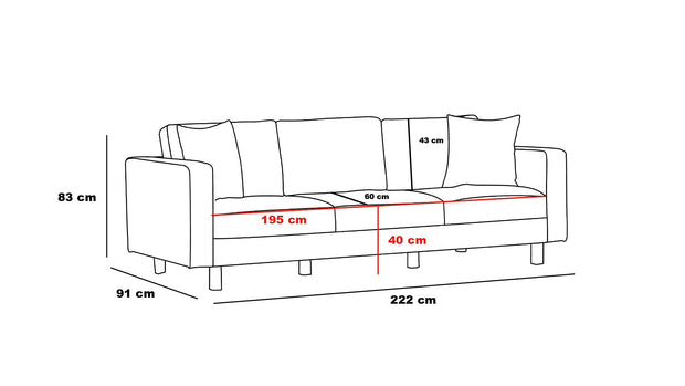 Sofa 3-Sitzer mit Stoff, Berlin Creme (5)