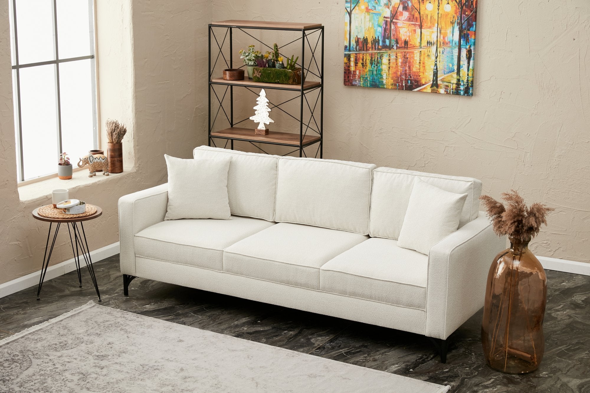 Sofa 3-Sitzer mit Stoff, Berlin Creme (1)