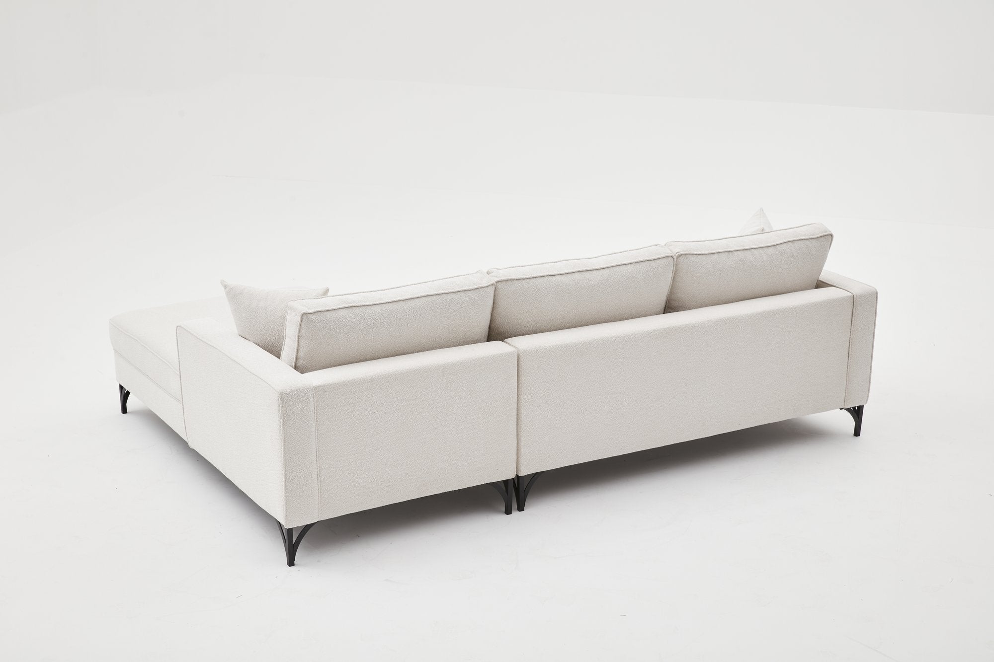 Ecksofa mit Chaiselongue Rechts, 3-Sitzer, aus Stoff, Berlin Creme (4)