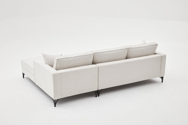 Ecksofa mit Chaiselongue Rechts, 3-Sitzer, aus Stoff, Berlin Creme (6)