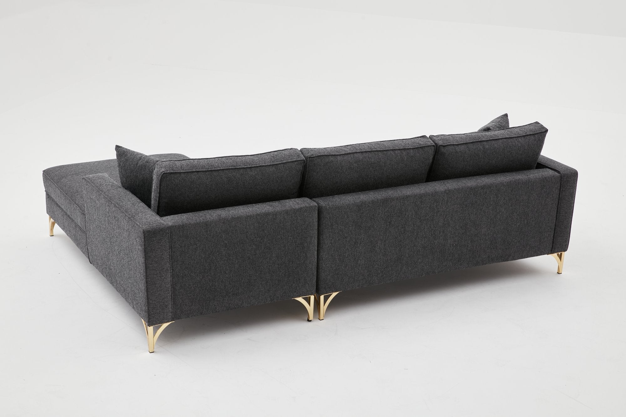 Ecksofa mit Chaiselongue Rechts, 3-Sitzer, aus Stoff, Berlin Anthrazit (5)