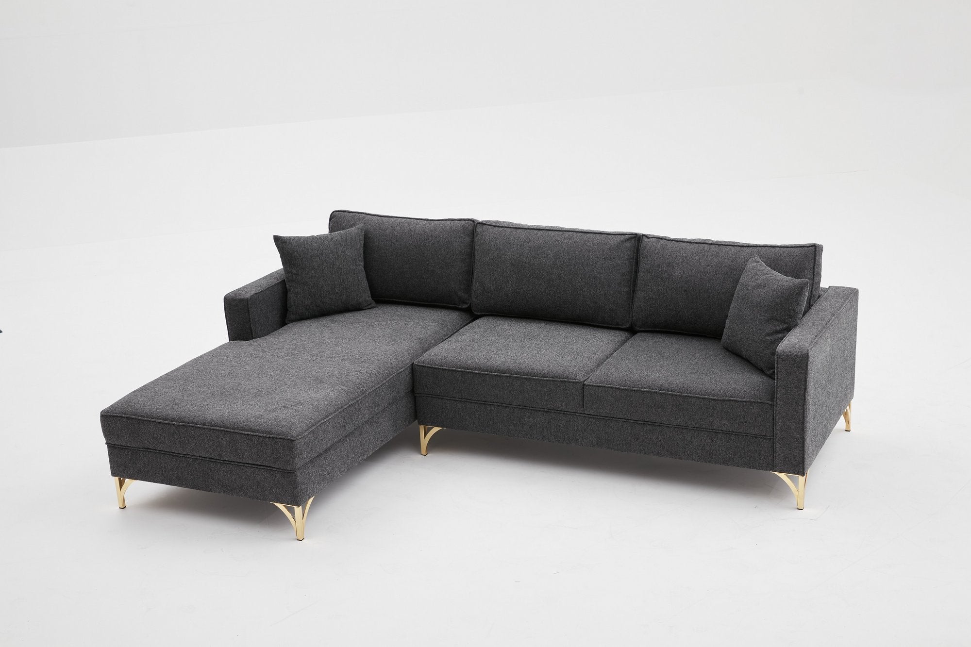 Ecksofa mit Chaiselongue Links, 3-Sitzer, aus Stoff, Berlin Anthrazit (3)