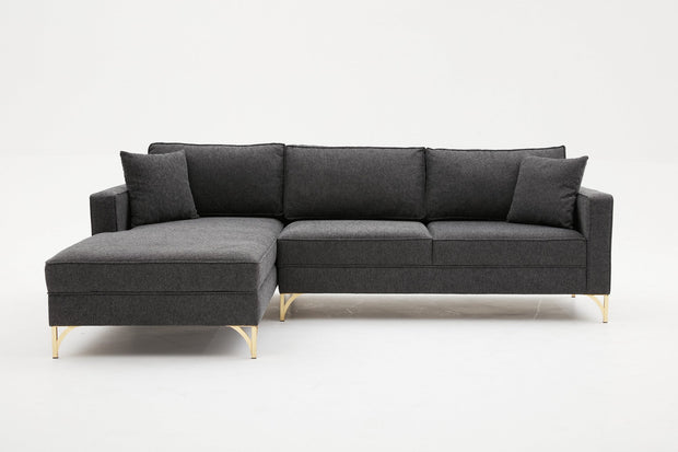 Ecksofa mit Chaiselongue Links, 3-Sitzer, aus Stoff, Berlin Anthrazit (4)