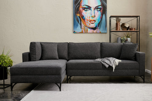 Ecksofa mit Chaiselongue Links, 3-Sitzer, aus Stoff, Berlin Anthrazit