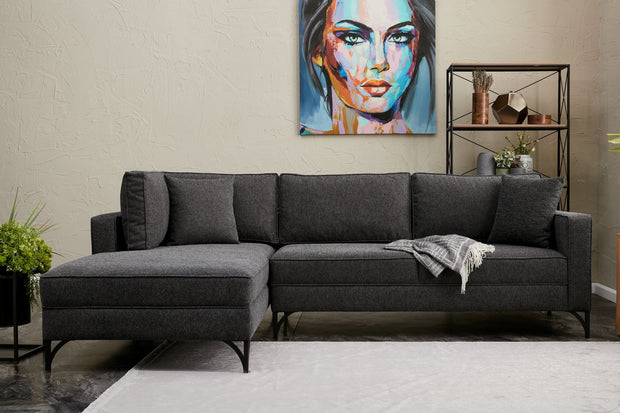 Ecksofa mit Chaiselongue Links, 3-Sitzer, aus Stoff, Berlin Anthrazit