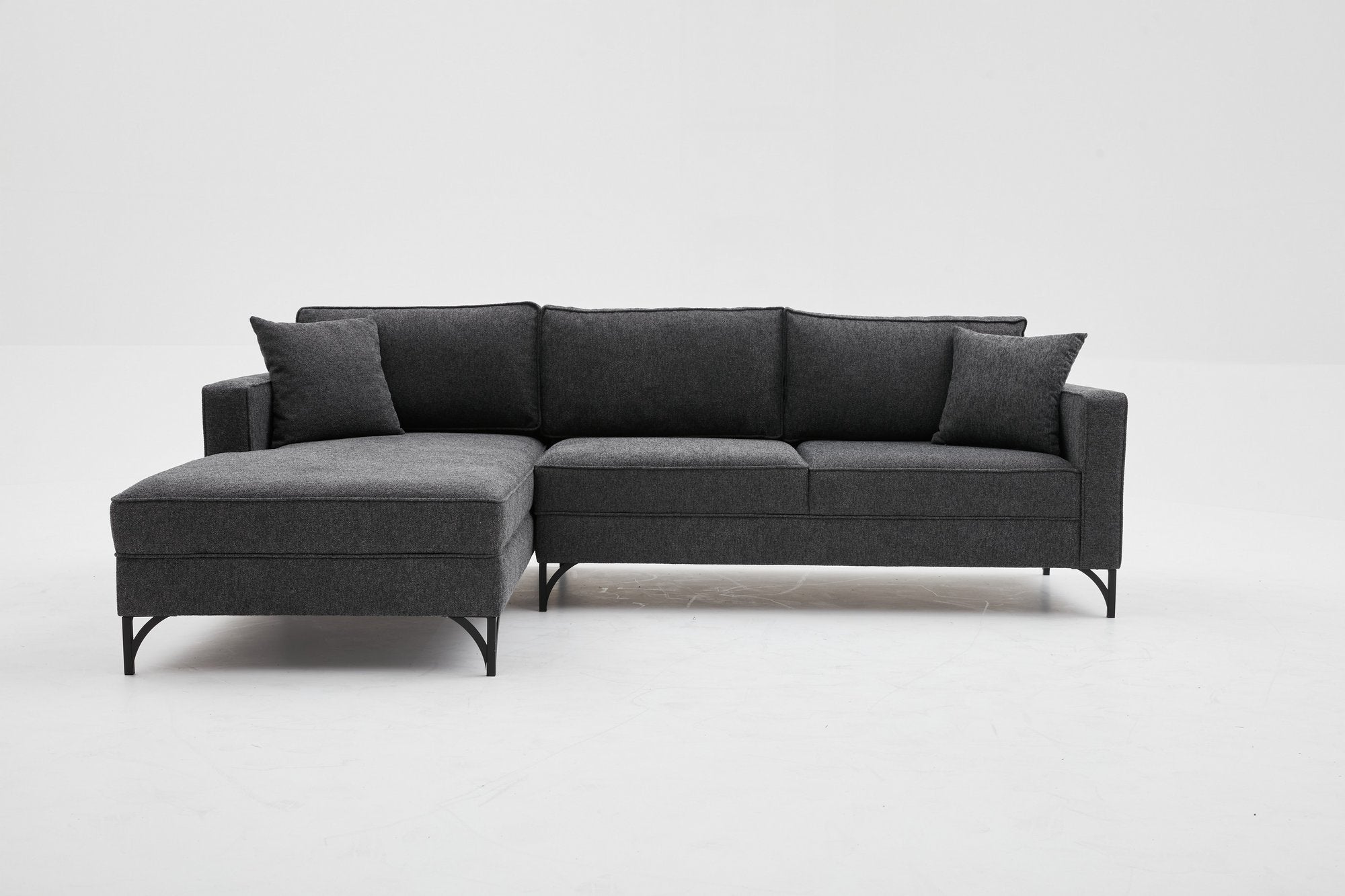 Ecksofa mit Chaiselongue Links, 3-Sitzer, aus Stoff, Berlin Anthrazit (6)