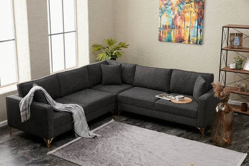 Ecksofa Symmetrisch, 4-Sitzer, aus Stoff, Berlin Anthrazit