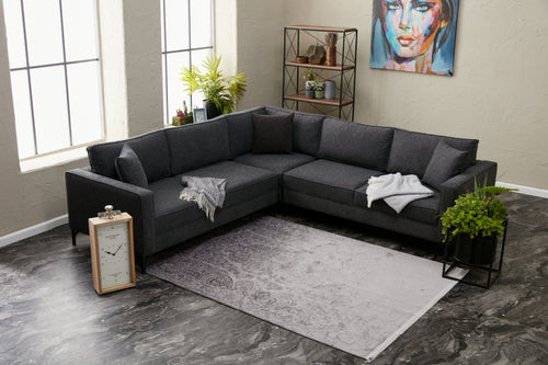 Ecksofa Symmetrisch, 4-Sitzer, aus Stoff, Berlin Anthrazit