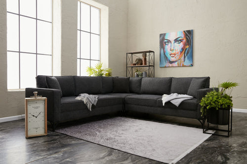 Ecksofa Symmetrisch, 4-Sitzer, aus Stoff, Berlin Anthrazit (1)