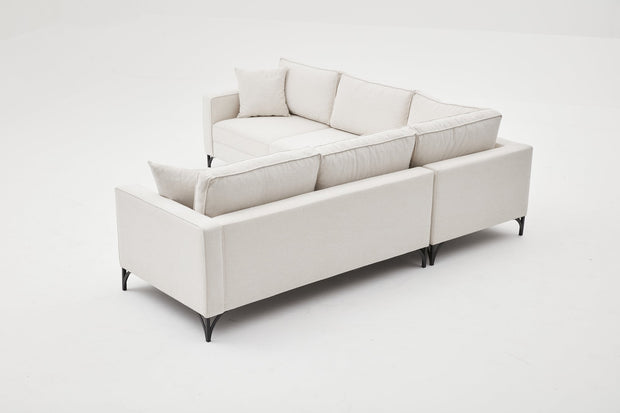 Ecksofa Symmetrisch, 4-Sitzer, aus Stoff, Berlin Creme (1)