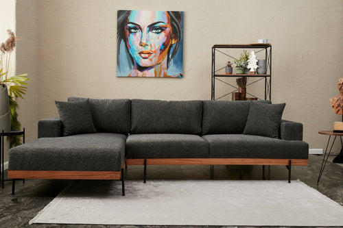 Ecksofa mit Chaiselongue Links, 3-Sitzer, aus Stoff, Liva Anthrazit