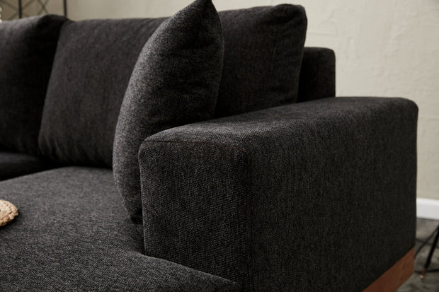 Ecksofa mit Chaiselongue Rechts, 3-Sitzer, aus Stoff, Liva Anthrazit (2)