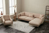 Ecksofa Schlaffunktion mit Chaiselongue Rechts, 3-Sitzer, aus Stoff, Simena Beige (3)