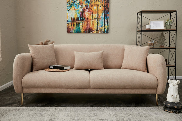 Schlafsofa 3-Sitzer mit Stoff, Simena Beige