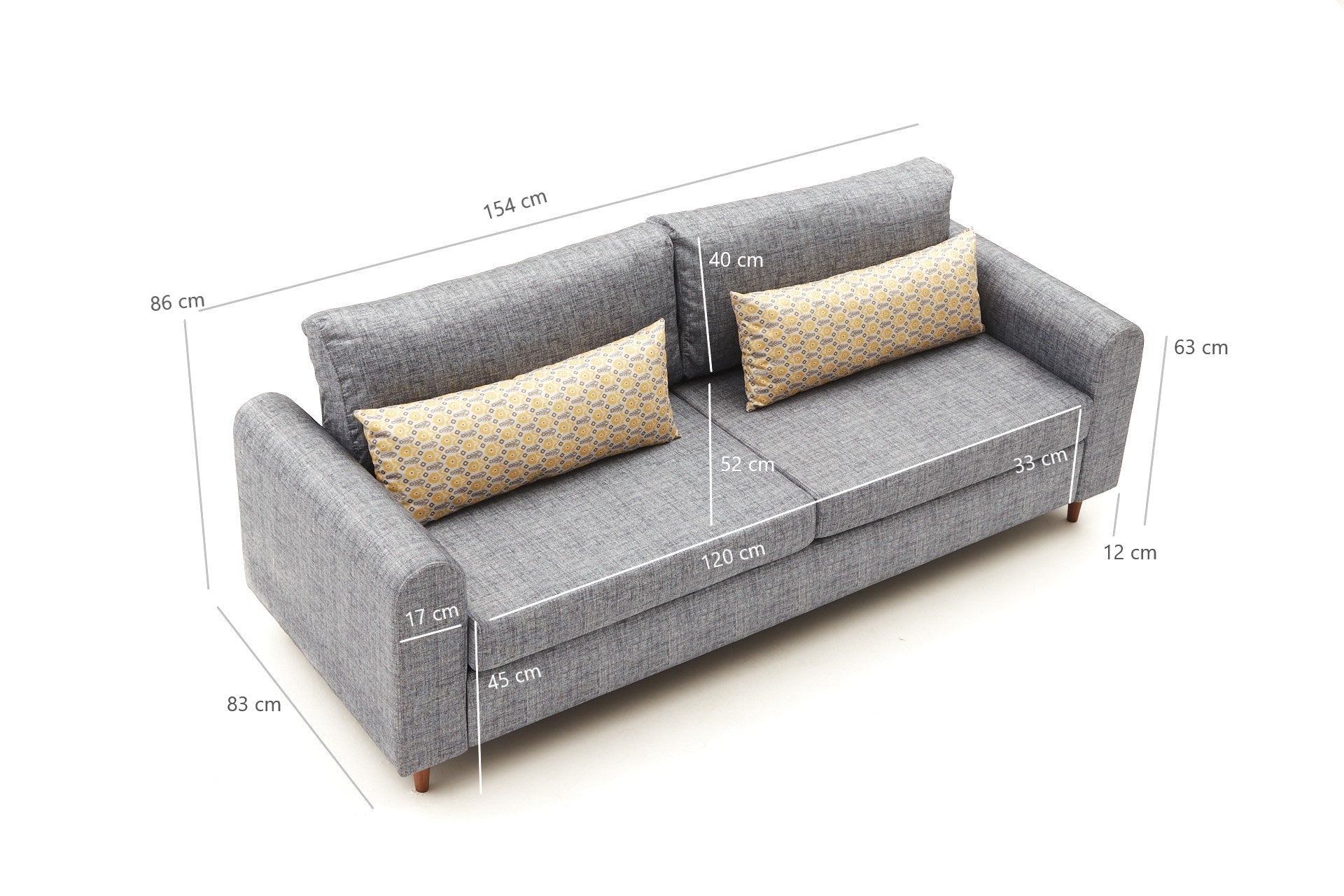 Sofa 2-Sitzer mit Stoff, Salem Grau (1)