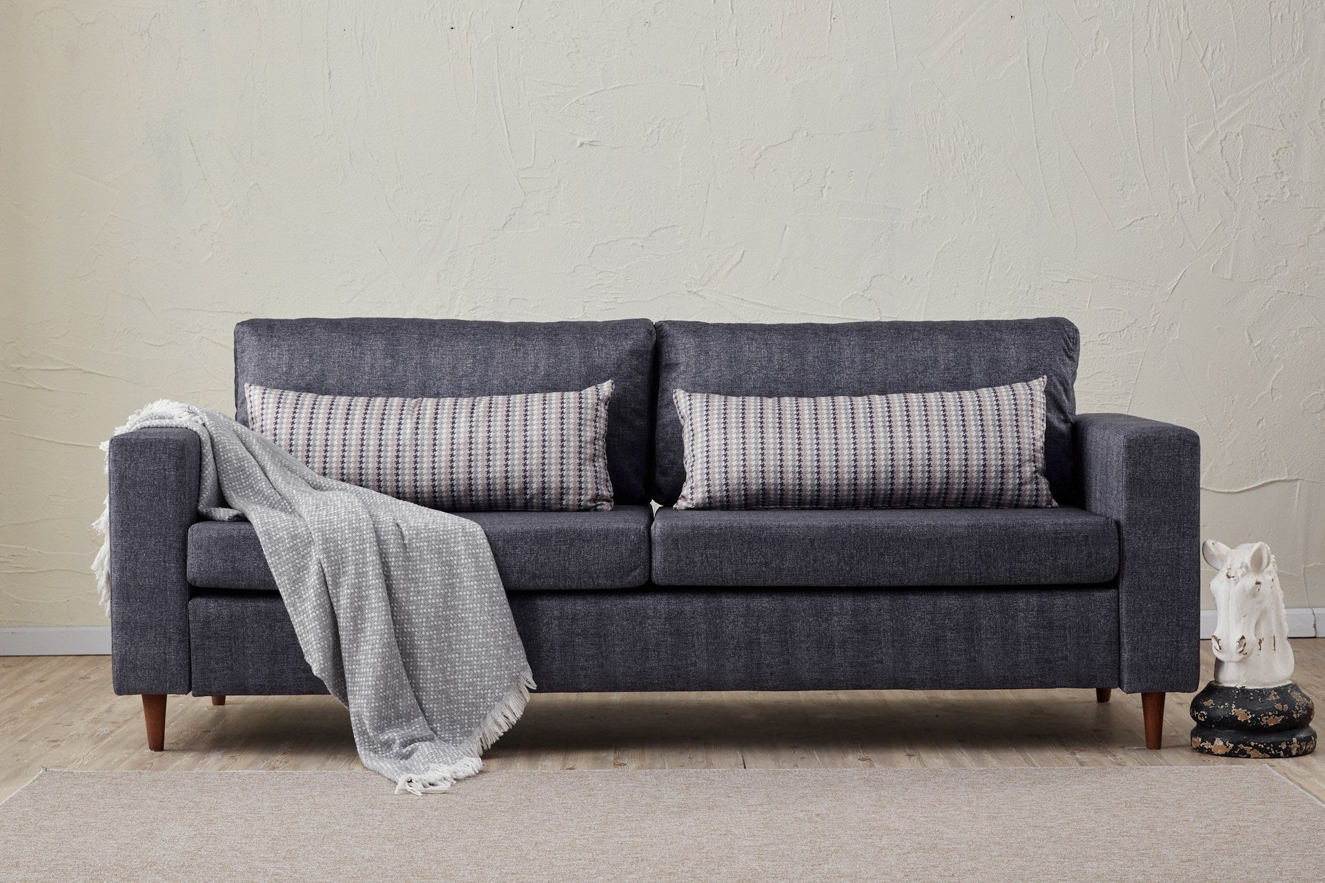 Sofa 3-Sitzer mit Stoff, Step Anthrazit