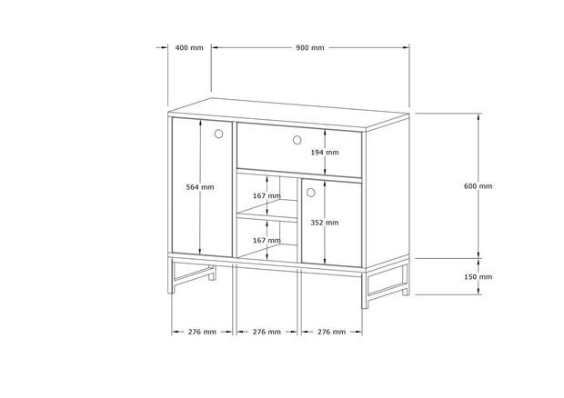 Sideboard mit 1 schublade und 2 türen, Inci Weiß (3)