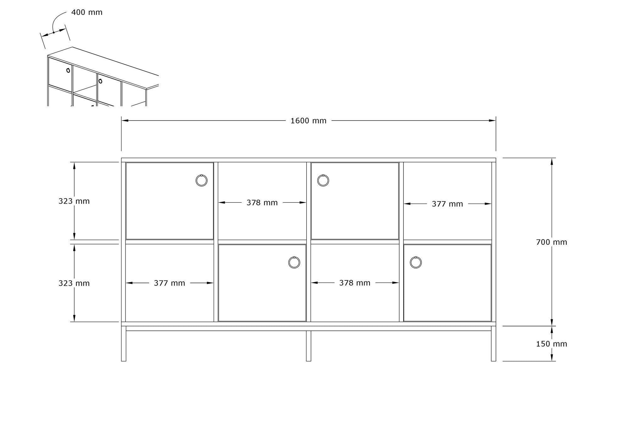 Sideboard mit 4 türen, Umay Eiche (4)