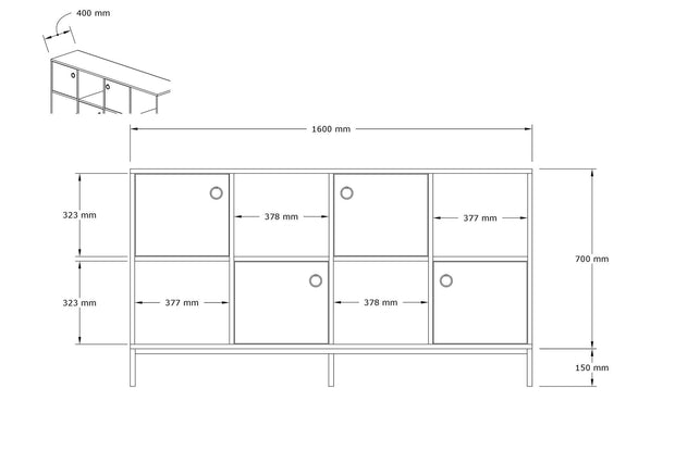 Sideboard mit 4 türen, Umay Eiche (4)