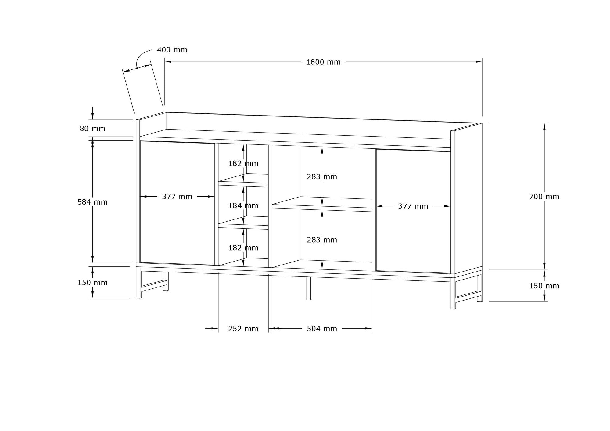 Sideboard mit 2 türen, Vuslat Eiche (3)