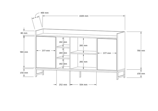 Sideboard mit 2 türen, Vuslat Eiche (3)