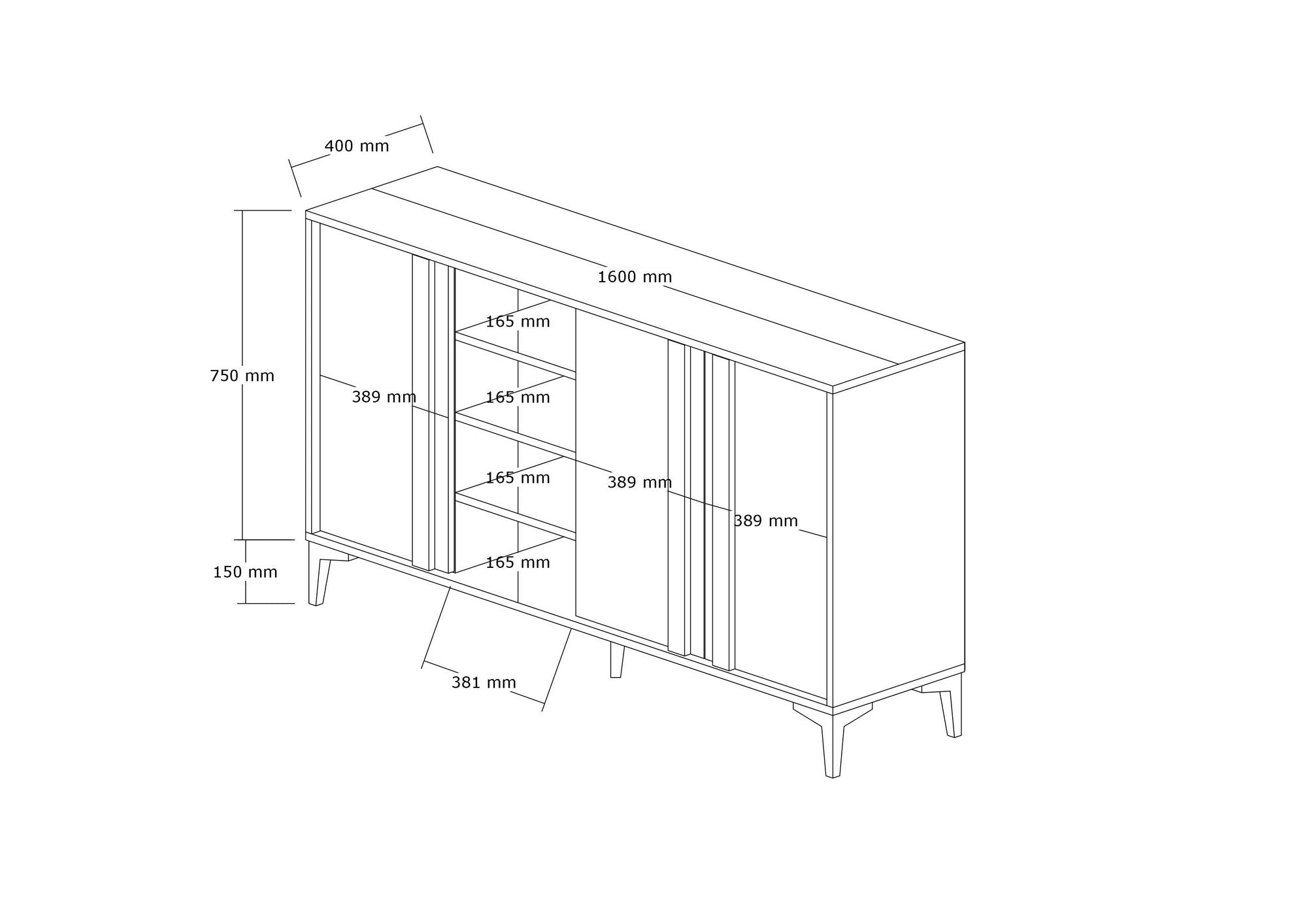 Sideboard mit 3 türen, Dora Natürlich (4)