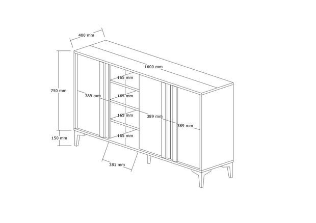 Sideboard mit 3 türen, Dora Natürlich (4)