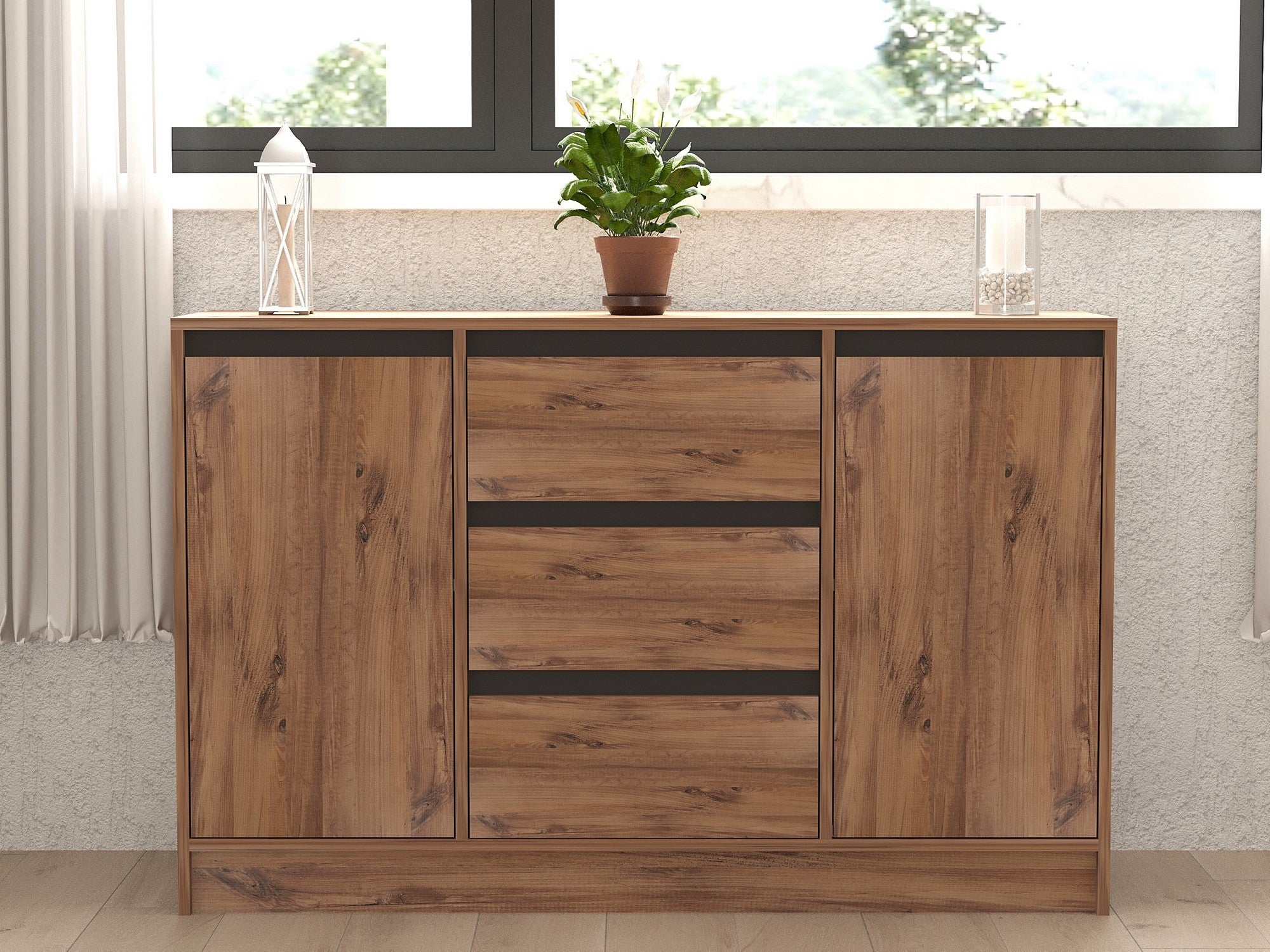 Sideboard mit 3 schubladen und 2 türen, Karal Kiefer (2)