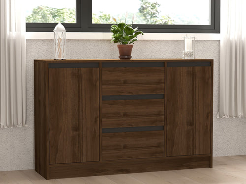 Sideboard mit 3 schubladen und 2 türen, Onat Anthrazit