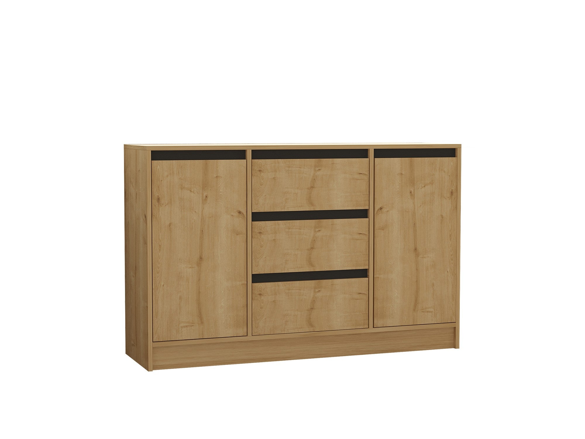 Sideboard mit 3 schubladen und 2 türen, Sadu Eiche (3)