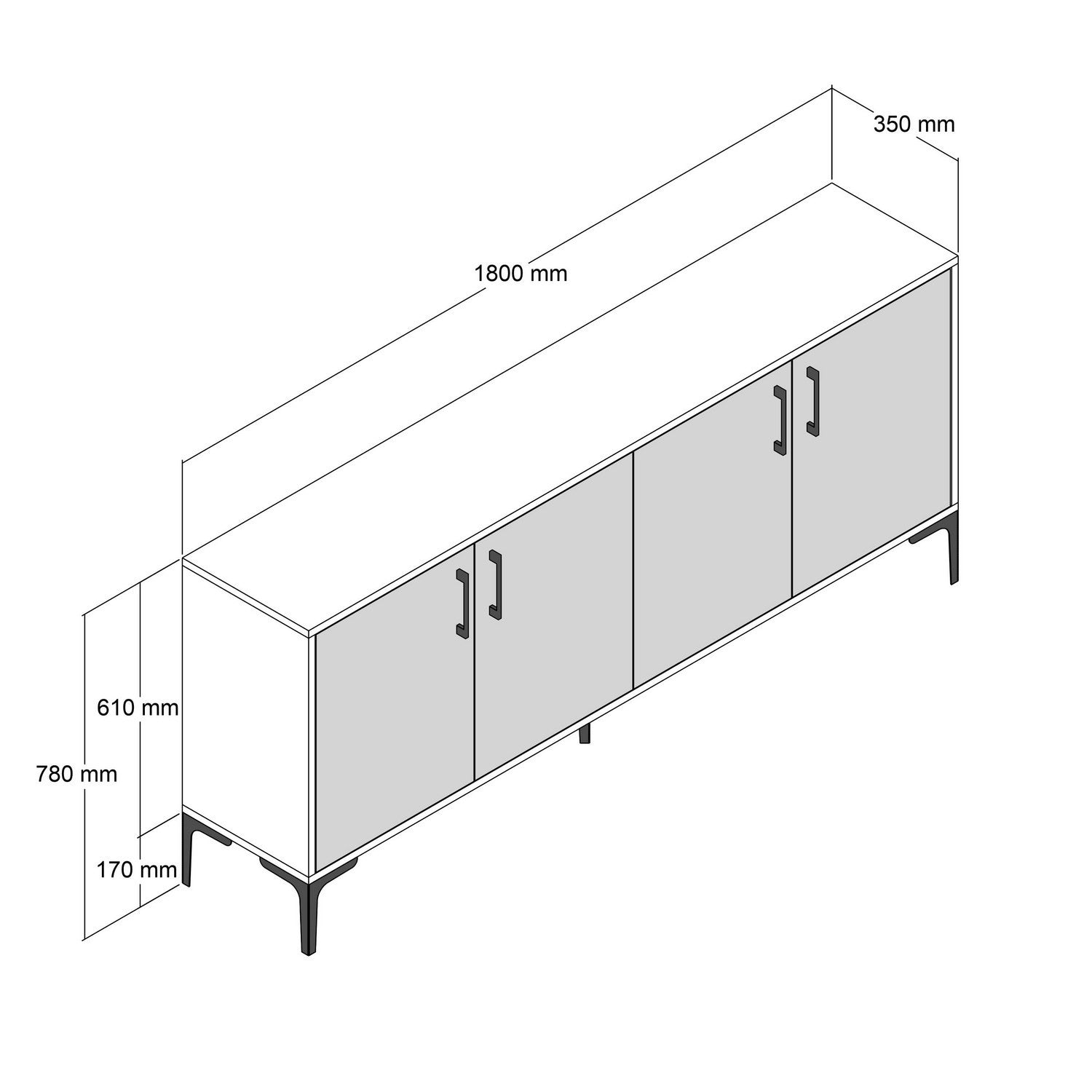 Sideboard mit 4 türen, Kiev Creme (7)