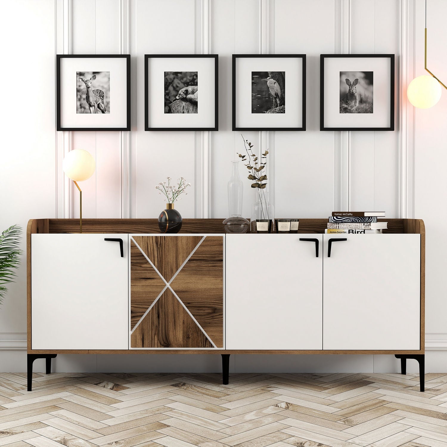 Sideboard mit 4 türen, Venedik Nussbaum