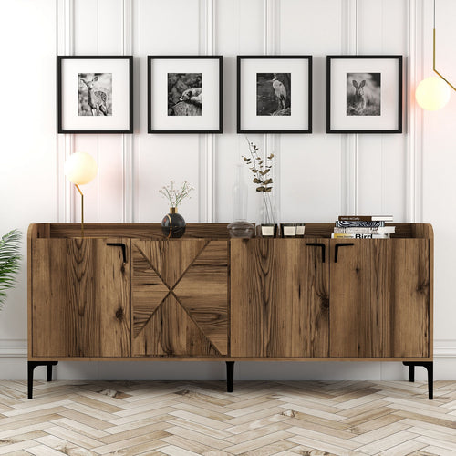 Sideboard mit 4 türen, Venedik Nussbaum