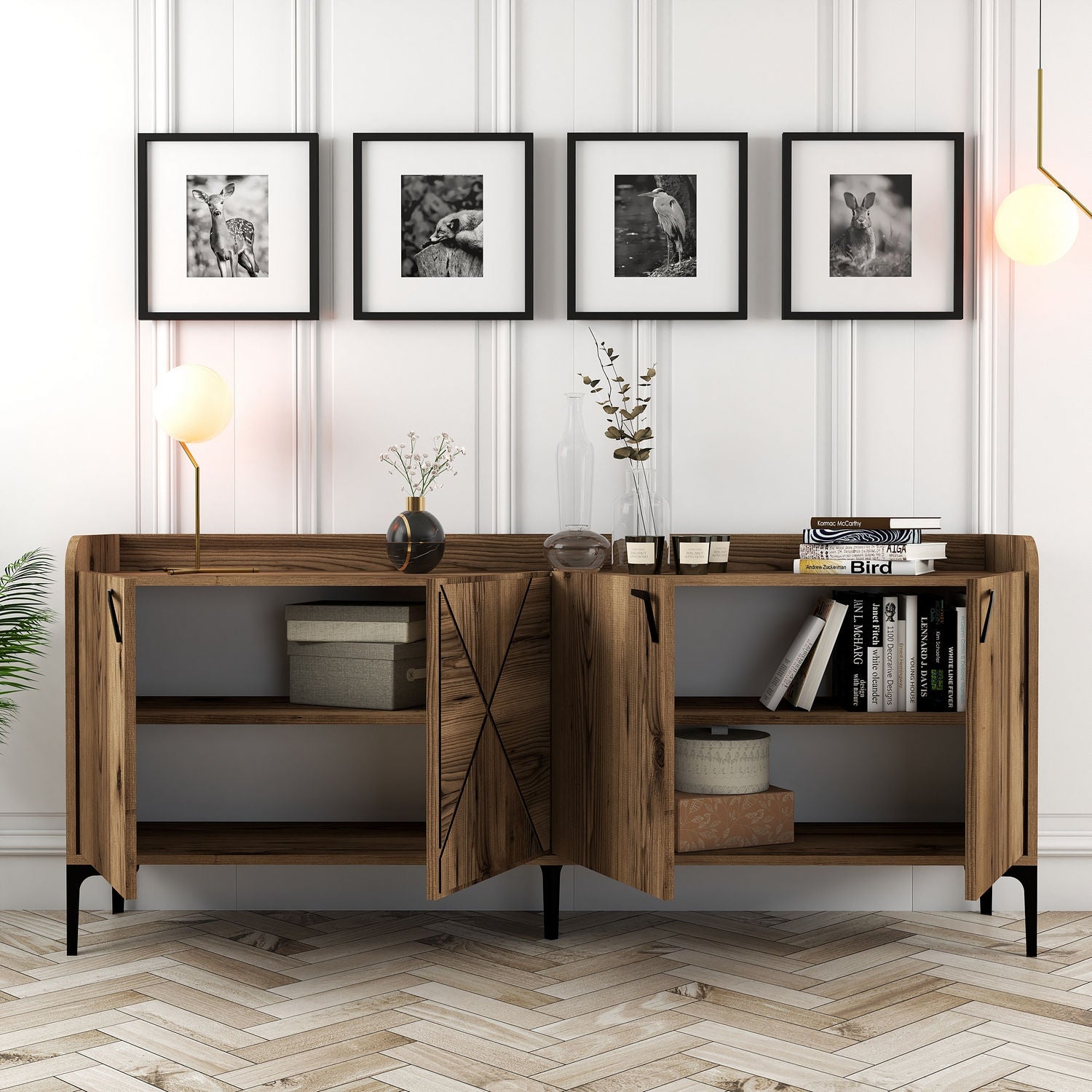 Sideboard mit 4 türen, Venedik Nussbaum (2)