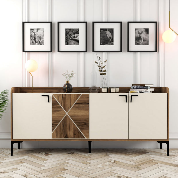 Sideboard mit 4 türen, Venedik Nussbaum