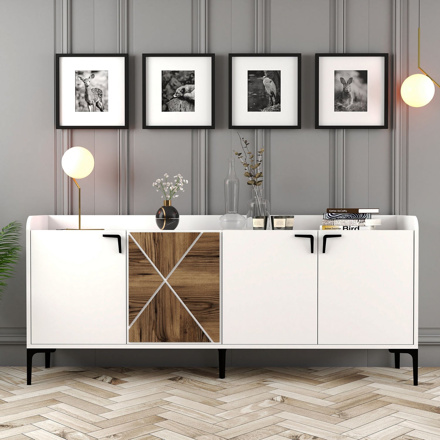 Sideboard mit 4 türen, Venedik Weiß