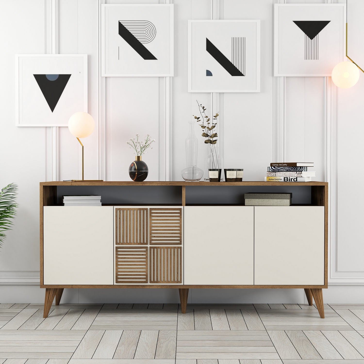 Sideboard mit 4 türen, Milan 160 Creme