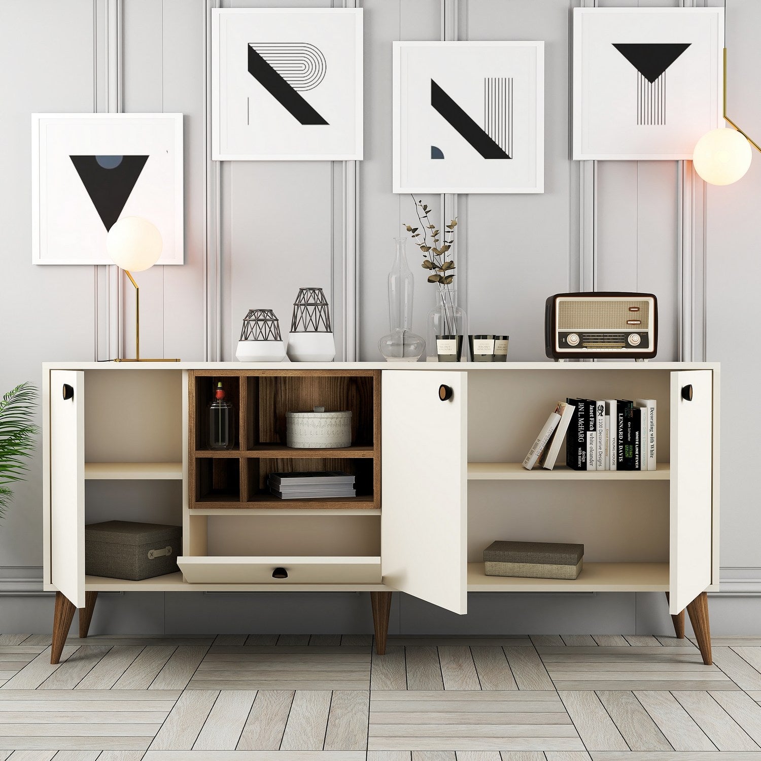 Sideboard mit 4 türen, Napoli Creme (4)