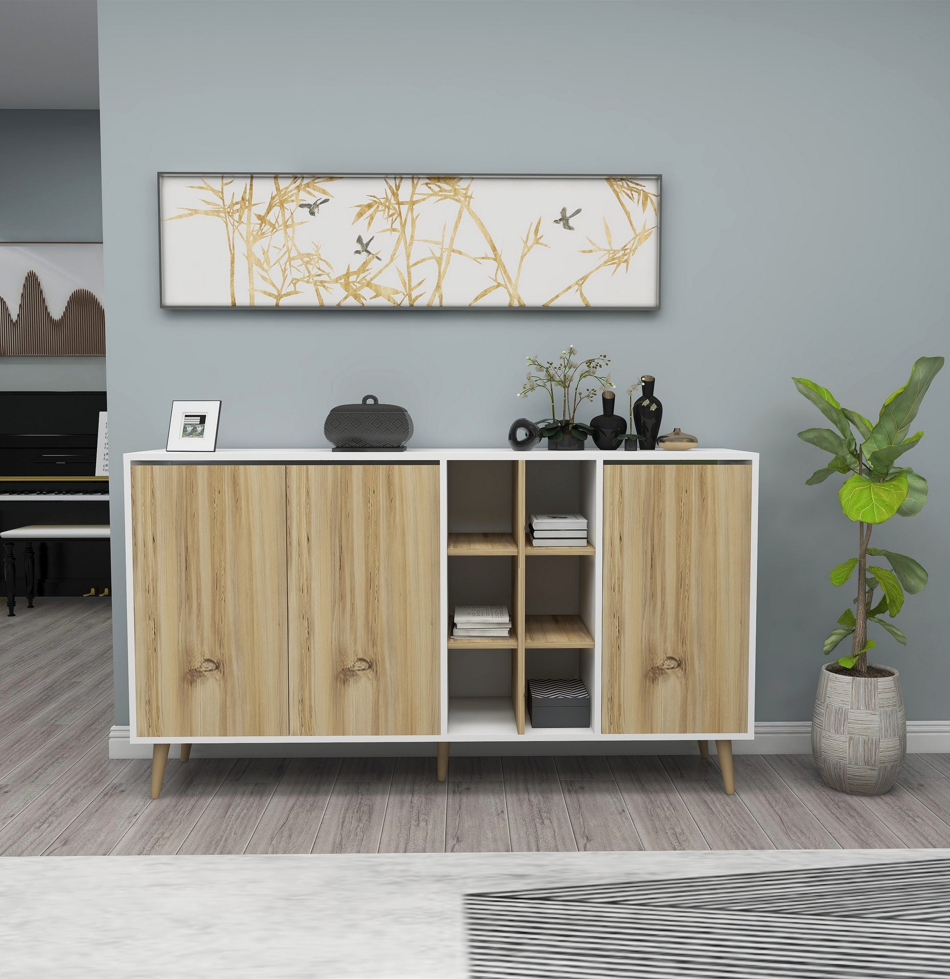 Sideboard mit 3 türen, Stil Weiß