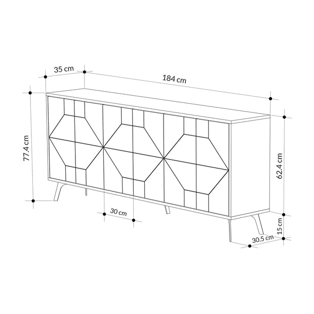 Sideboard mit 6 türen, Dune 183 Weiß (5)