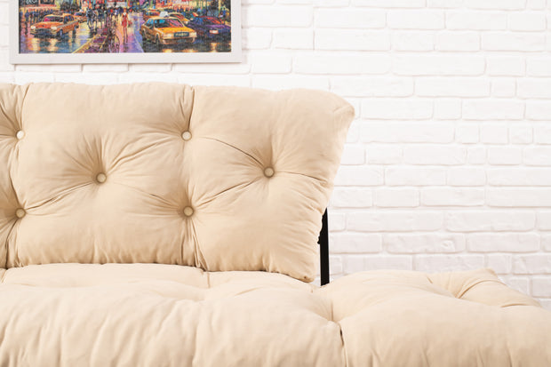 Schlafsofa 2-Sitzer mit Stoff, Nitta Creme (5)