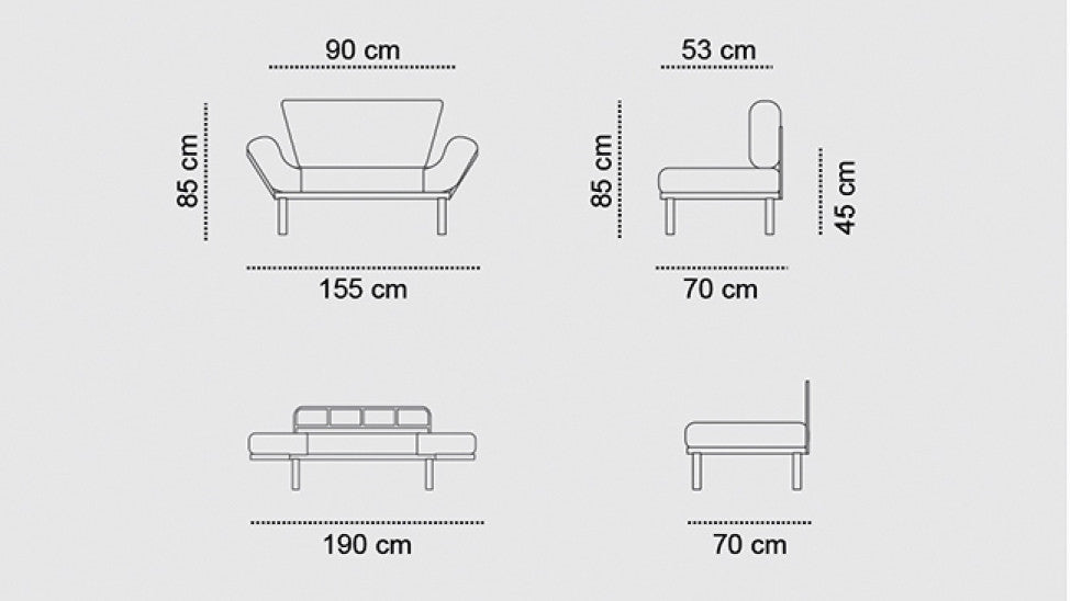 Schlafsofa 2-Sitzer mit Stoff, Nitta Braun (6)