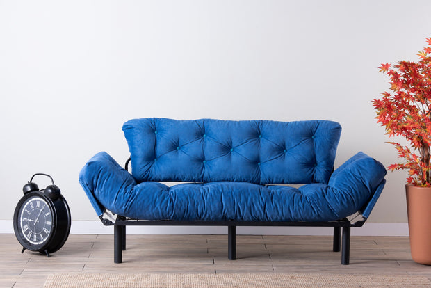 Schlafsofa 3-Sitzer mit Stoff, Nitta Blau (1)