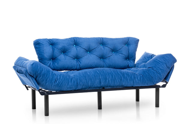 Schlafsofa 3-Sitzer mit Stoff, Nitta Blau (3)