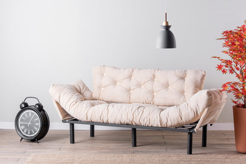 Schlafsofa 3-Sitzer mit Stoff, Nitta Creme